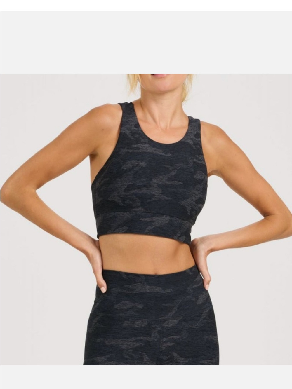 Women Vuori Elevation Bra Black Camo Strappy High Neck size M